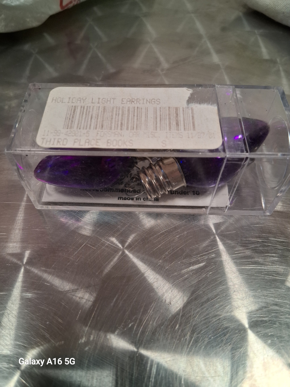 Purple Holiday Light Earrings - Novelty Clip